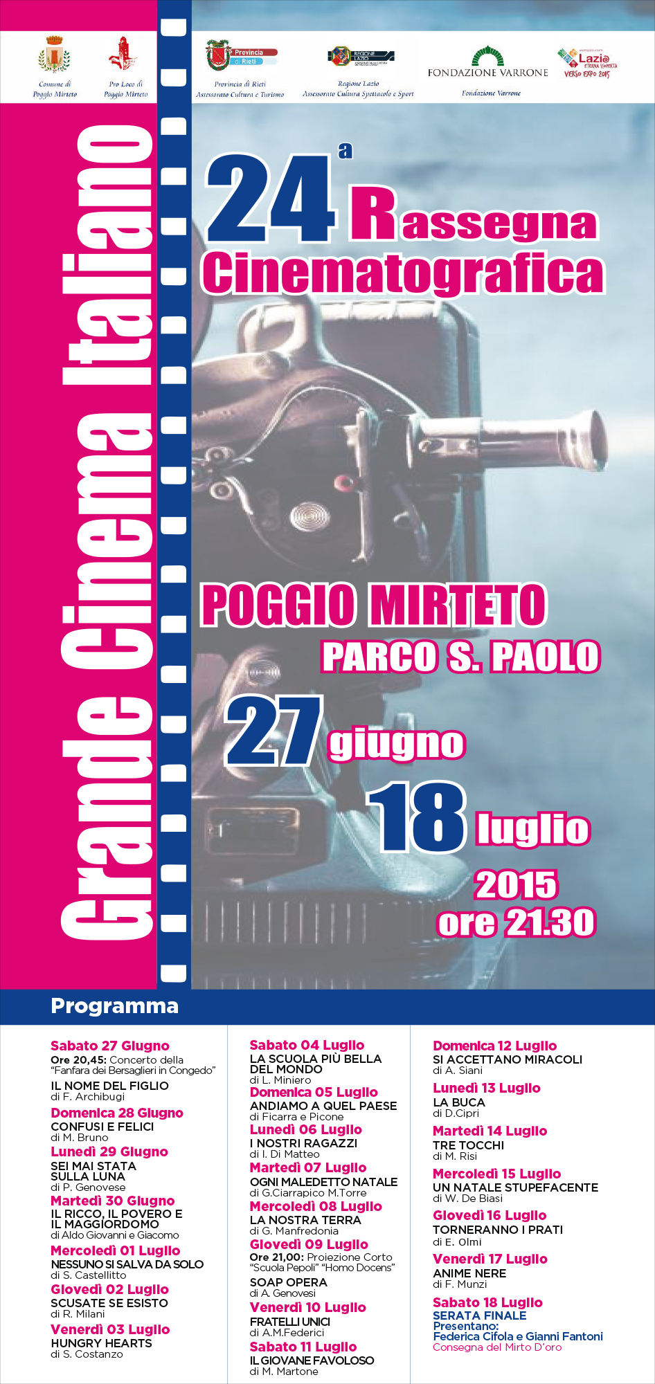 Rassegna Cinematografica Mirtense - 24° edizione - Poggio Mirteto (RI)